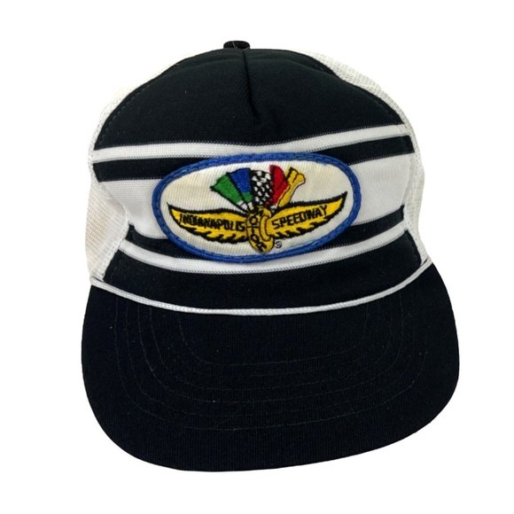 Vintage Indianapolis Speedway Baseball Hat/Cap Black/White/Rope C149